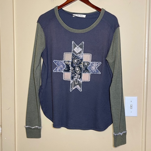 We The Free Tops - We The Free Blue and Green Long Sleeve Top